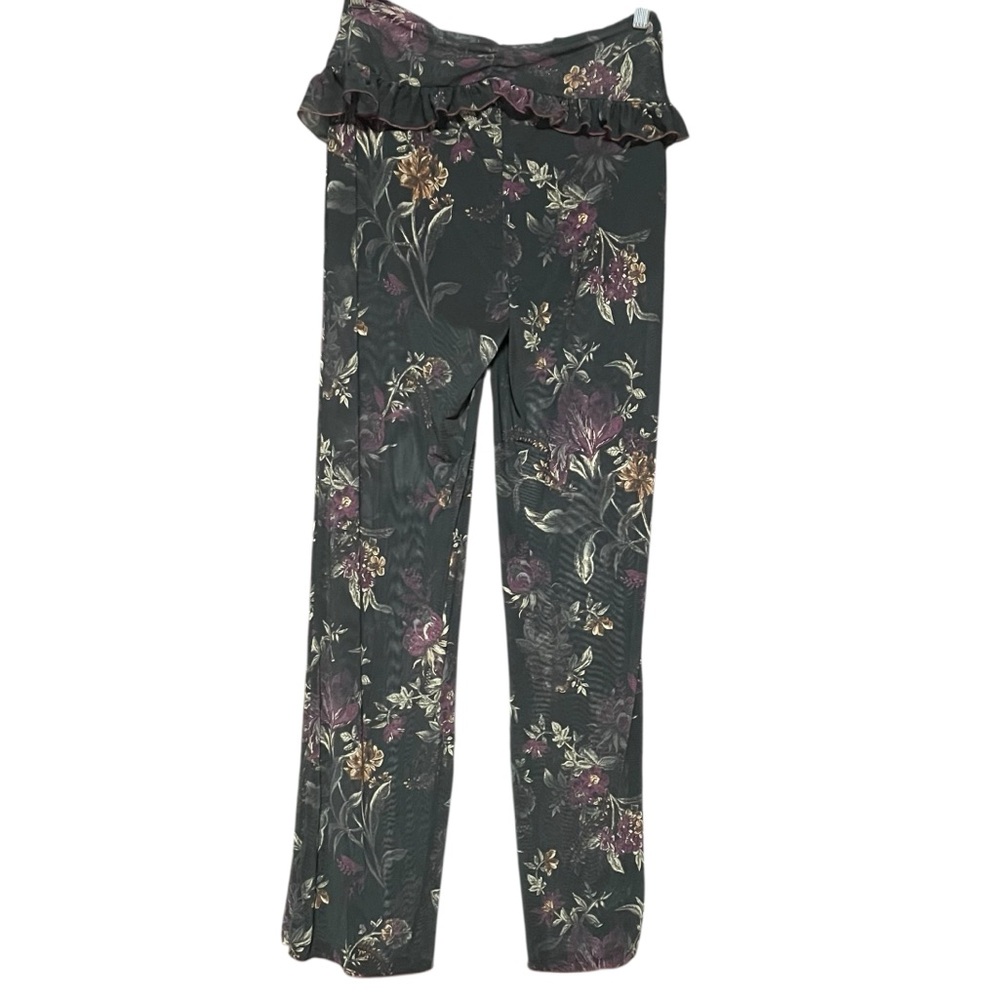 Free People Sheer Floral Black Flares‎ Pants Size S Comfortable Hippie Bohemian - Picture 6 of 15